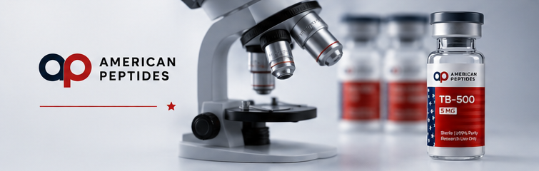 Microscope with American Peptides research vials — net peptide content vs purity percentage on a COA
