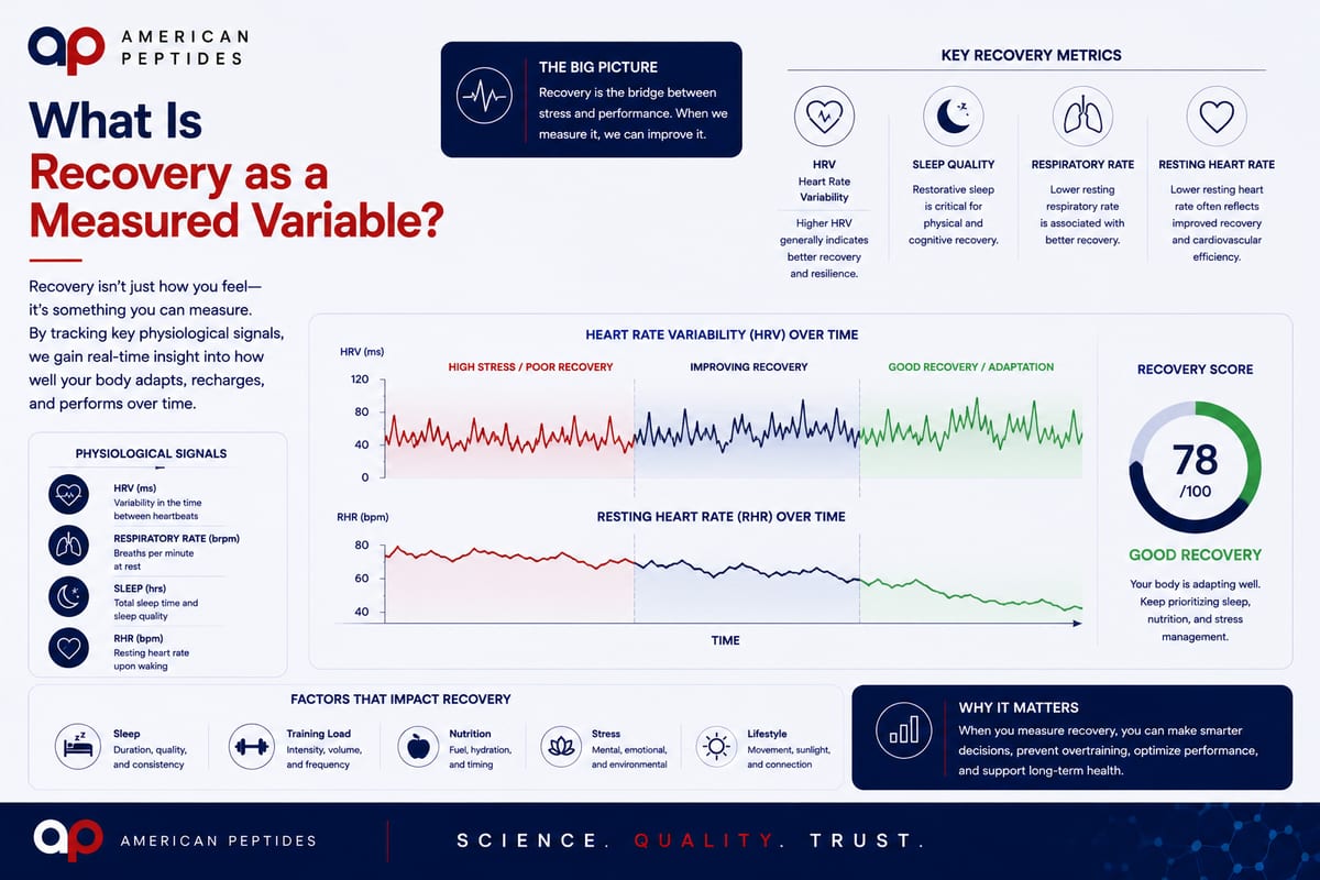 Infographic: recovery as a measured variable — HRV and return-to-baseline metrics