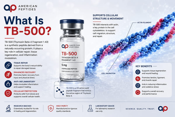 Infographic: What is TB-500 — thymosin beta-4 fragment and actin interaction