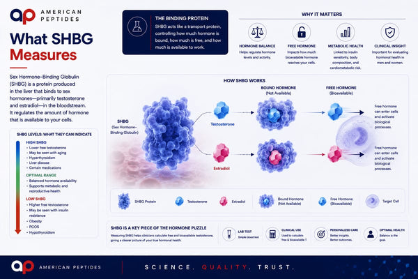 Infographic: what SHBG measures — sex hormone-binding globulin and the free fraction