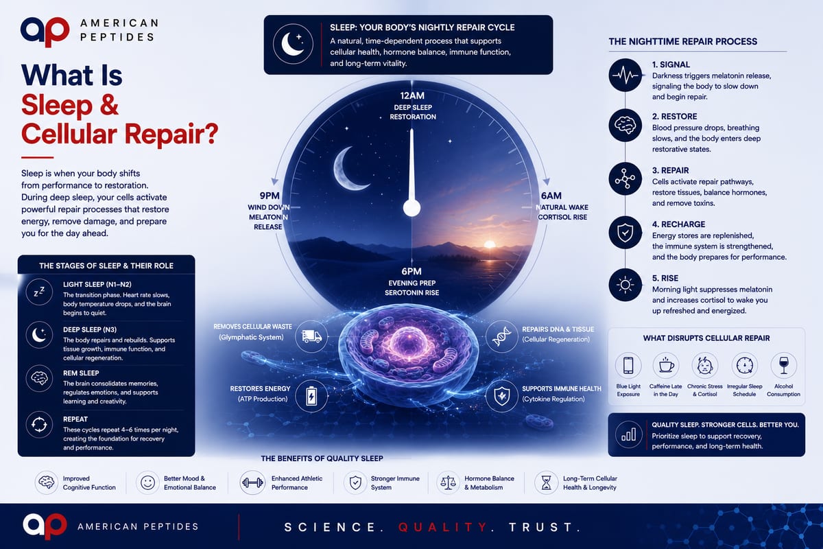 Infographic: sleep and cellular repair — the nightly maintenance cycle