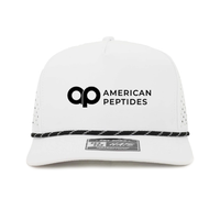 American Peptides Performance Hat, White with Black Rope