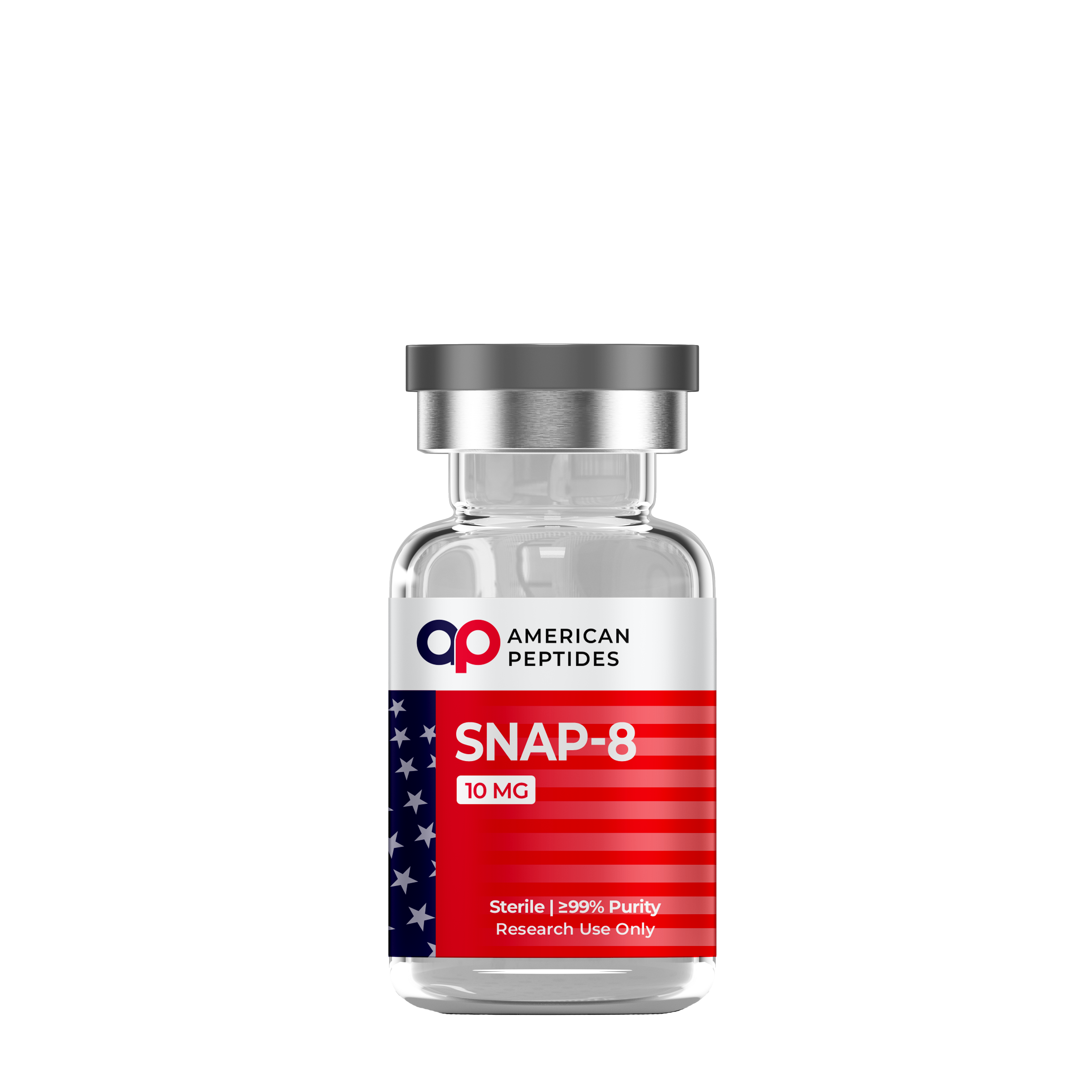SNAP-8 (Acetyl Octapeptide-3) 10 mg vial from American Peptides — sterile lyophilized powder, ≥99% purity by HPLC, research use only